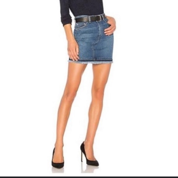 Rag & Bone Jean Skirt 27 Womens Blue Denim Dive Short Fring Hem Cotton Mini - Picture 2 of 5